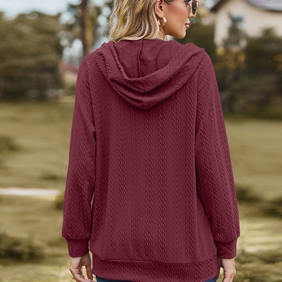 Cable-Knit Comfort Quarter Zip Hoodie - Picture 5 of 5